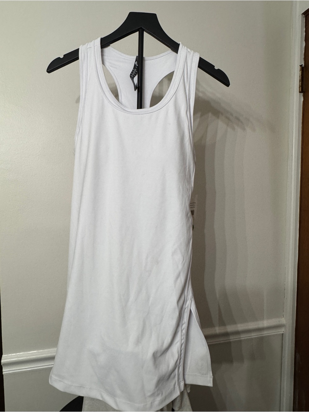 Women's White Racerback Tank Dress- Lightweight Active Layer